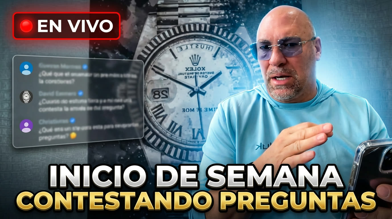 Directo semanal de la compraventa de relojes, con el punto de En vivo en pantalla